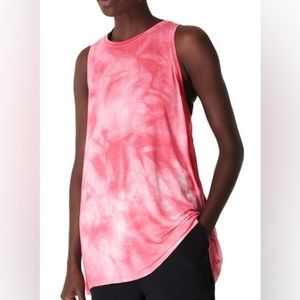 Sweaty Betty Women's Size S Pink White Placement Easy Peazy Tie Dye Tank Top